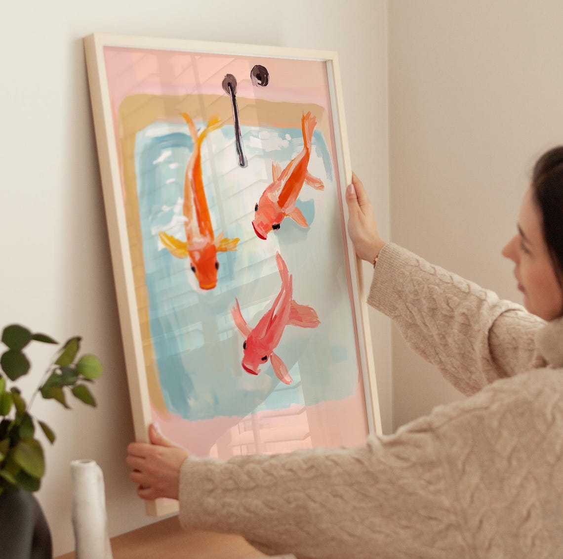 Koi Fish Swimming In A Bathtub Whimsical Bathroom Decor Poster - Image 3
