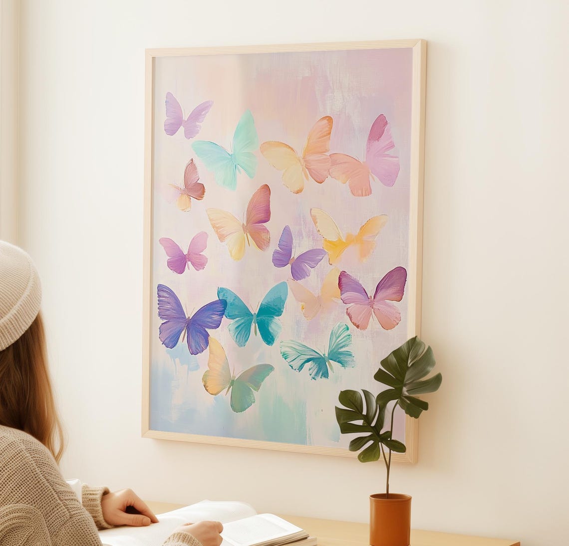 Pastel Butterflies Watercolor Butterfly Nursery Painting Poster - Image 2