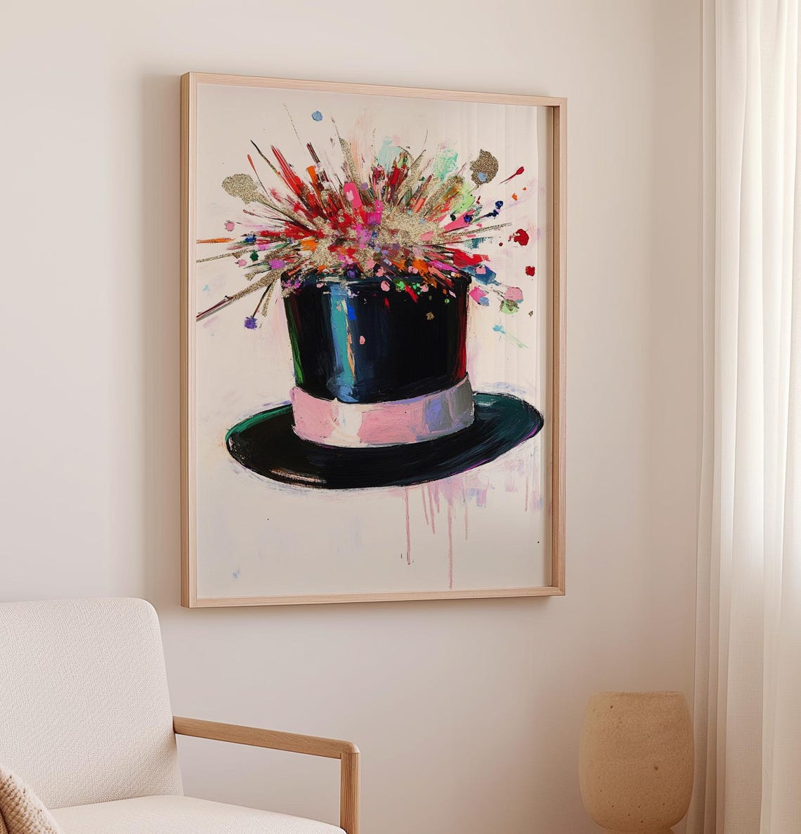 Party Top Hat New Year Confetti Explosion Celebration Art Poster - Image 2