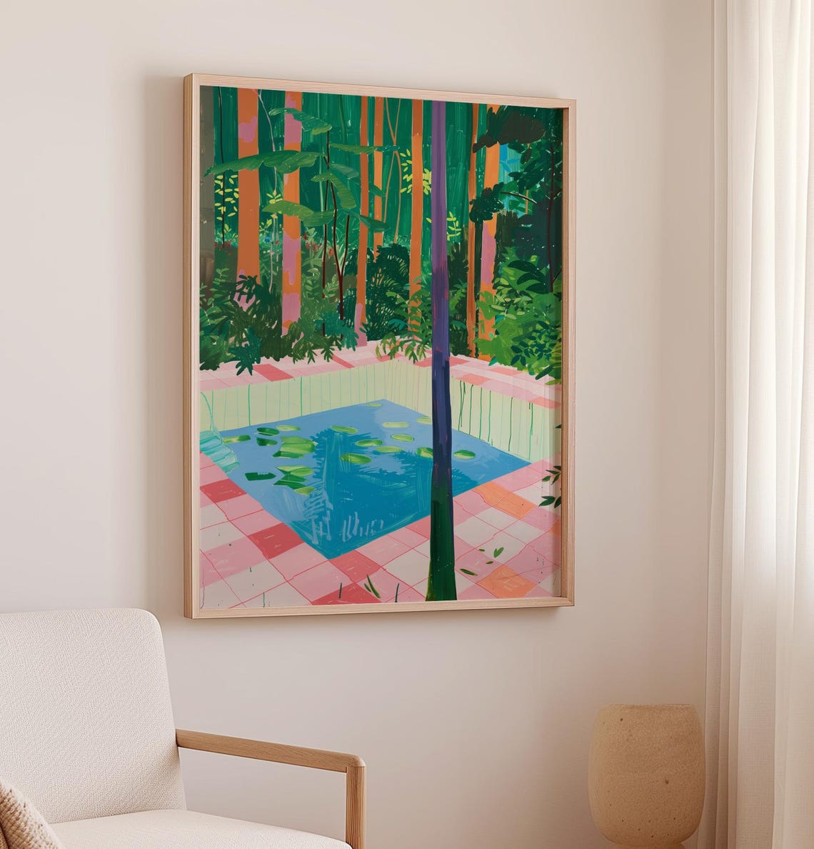 Forest Pool With Lily Pads Jungle Watercolor Painting Poster - Image 2