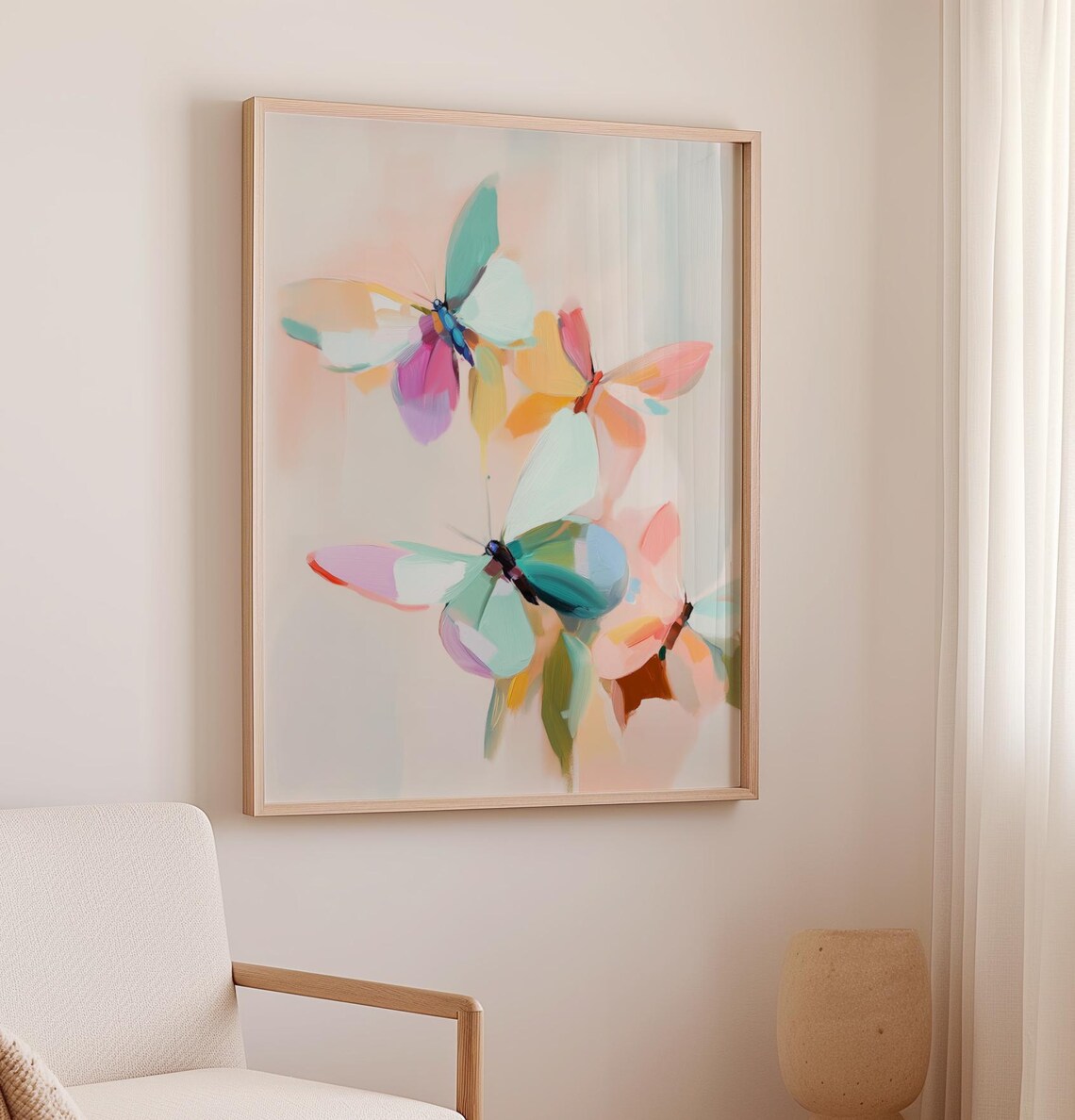 Pastel Butterflies Abstract Art Print, Tween Room Decor - Image 2