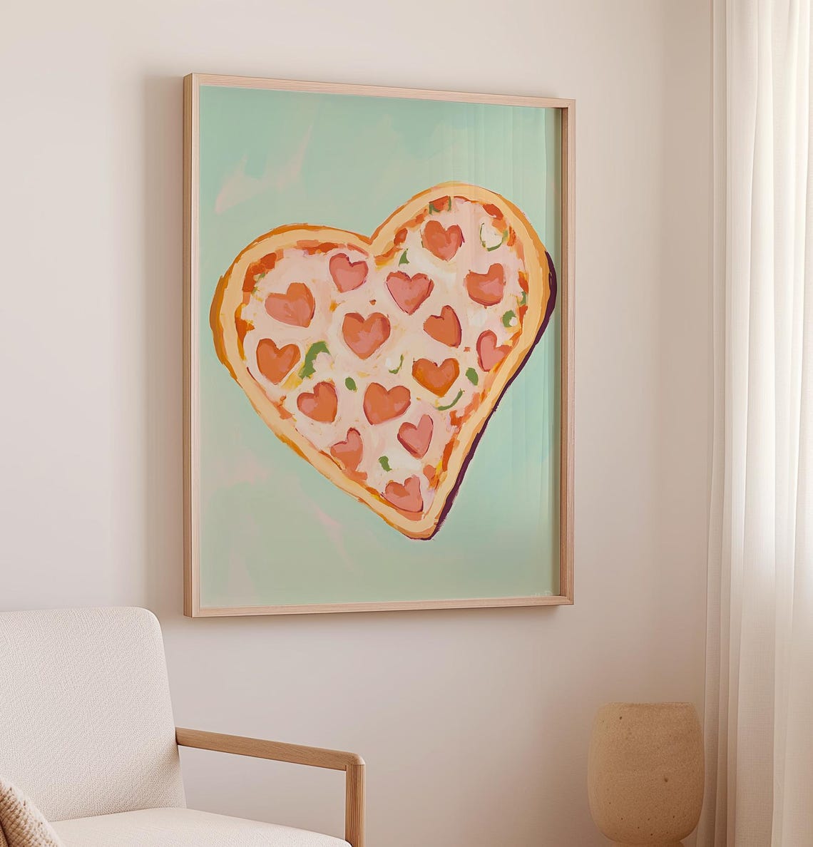 Valentines Pizza Print Art Trendy Kitchen Decor Retro Pizza Poster Cute Food Kitchen Art Aesthetic Kitchen Art Print - Image 3