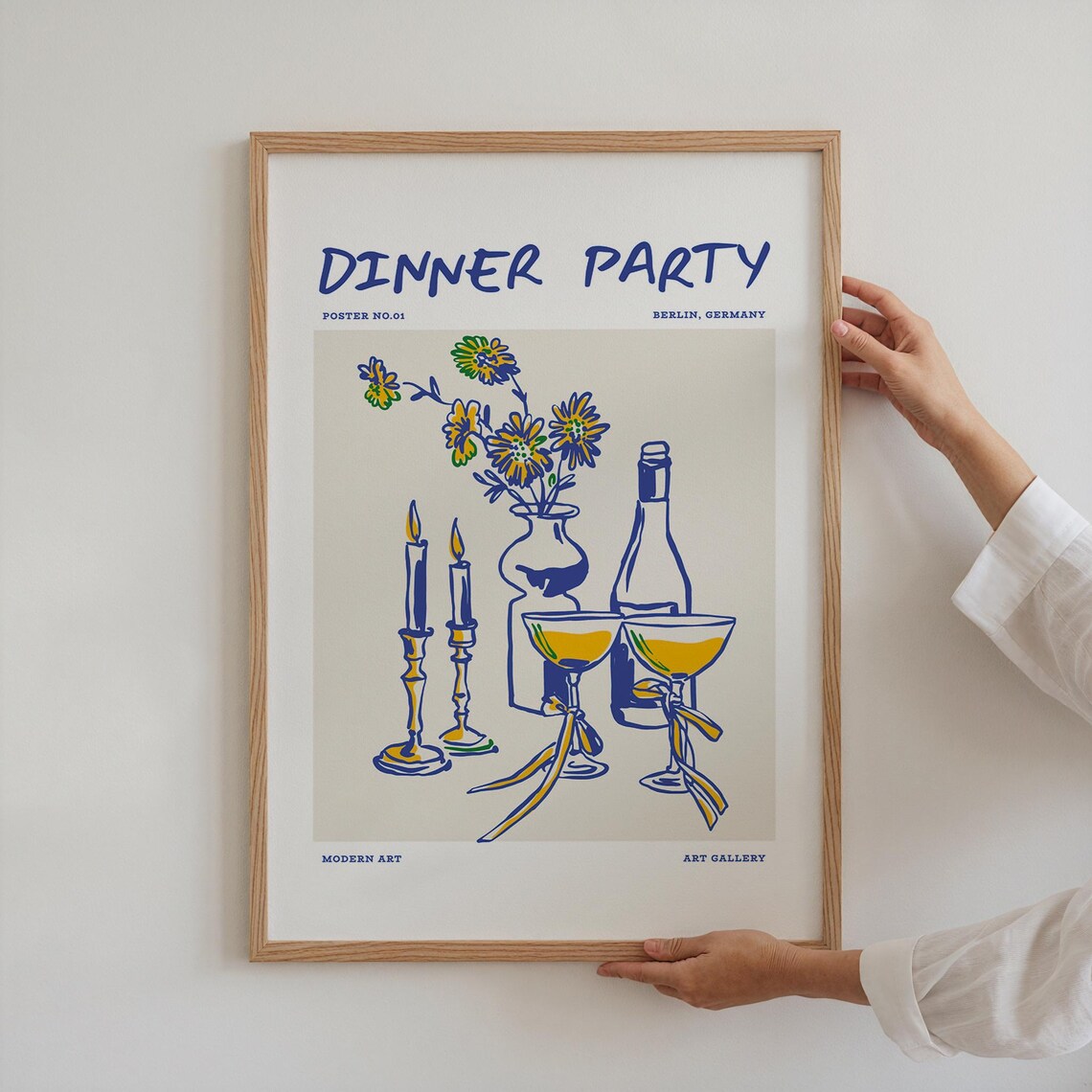 Dinner Party Vintage Cocktail Poster, Kitchen Bar Art