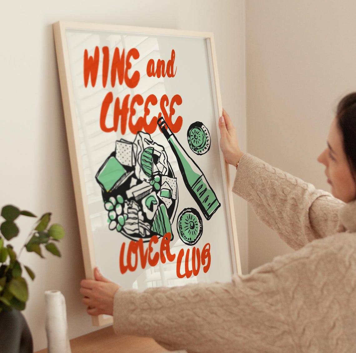 Wine and Cheese Lover Club Red Letter Charcuterie Board Art Poster - Image 4