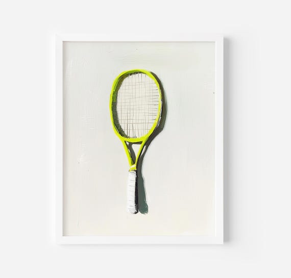 Tennis Racket Acrylic Painting Tennis Player Gift Sportscore Wall Art Trendy Preppy Aesthetic Happy Gallery Wall Set Minimalist Wall Art