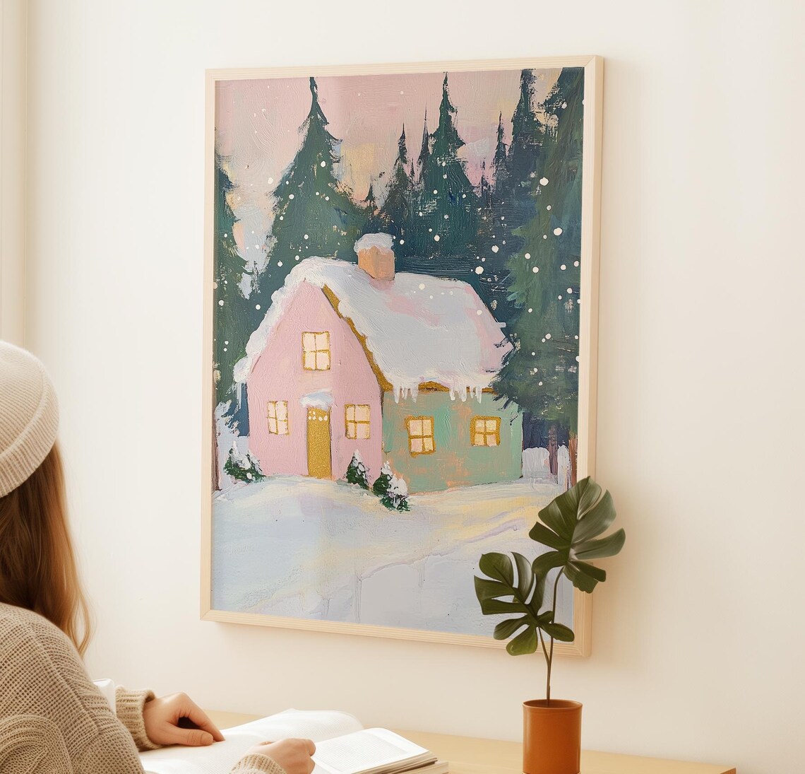Snowy House Christmas Eve Holiday Season Art Print - Image 2