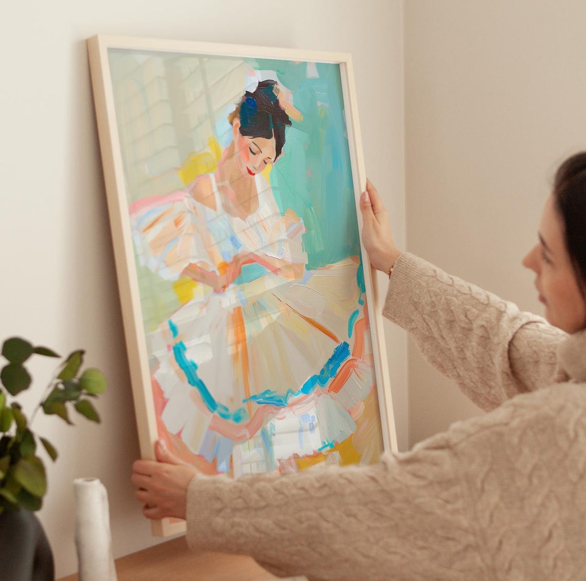 Vibrant Ballerina Girl Dancing In Colorful Tutu Oil Painting Poster - Image 3