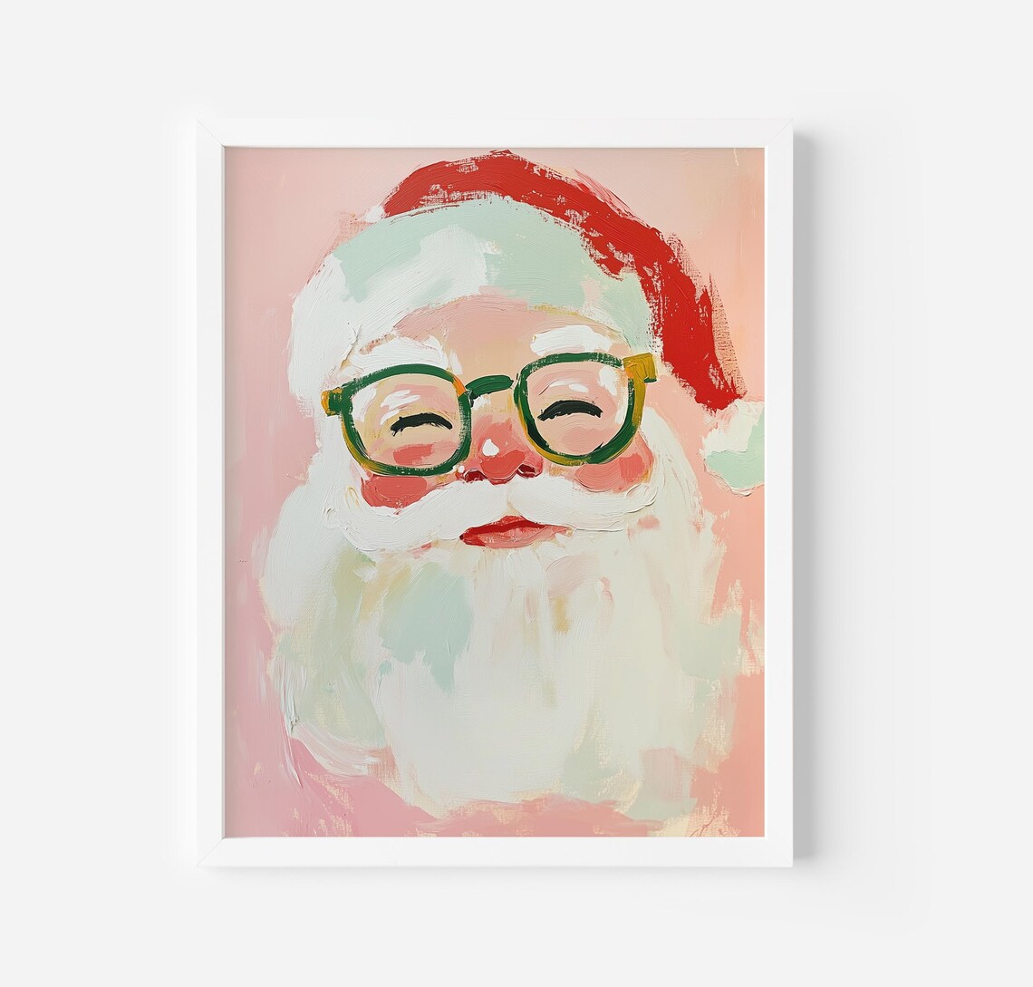 Santa Wall Art, Vintage Christmas Decor Print