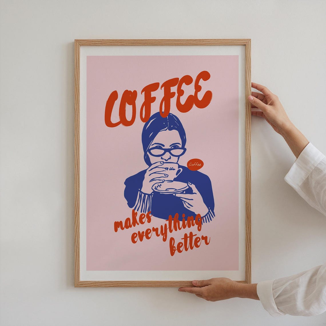 Coffee Makes Everything Better Print Vintage Kitchen Poster Trendy Coffee Decor Coffee Print Modern Bakery Print Retro Coffee Art Print
