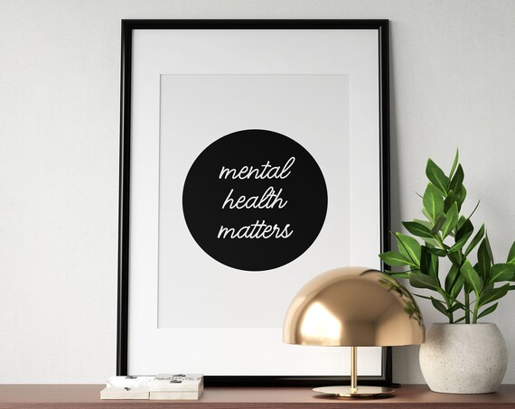 Mental Health Matters Script Black Circle Typography Wall Art