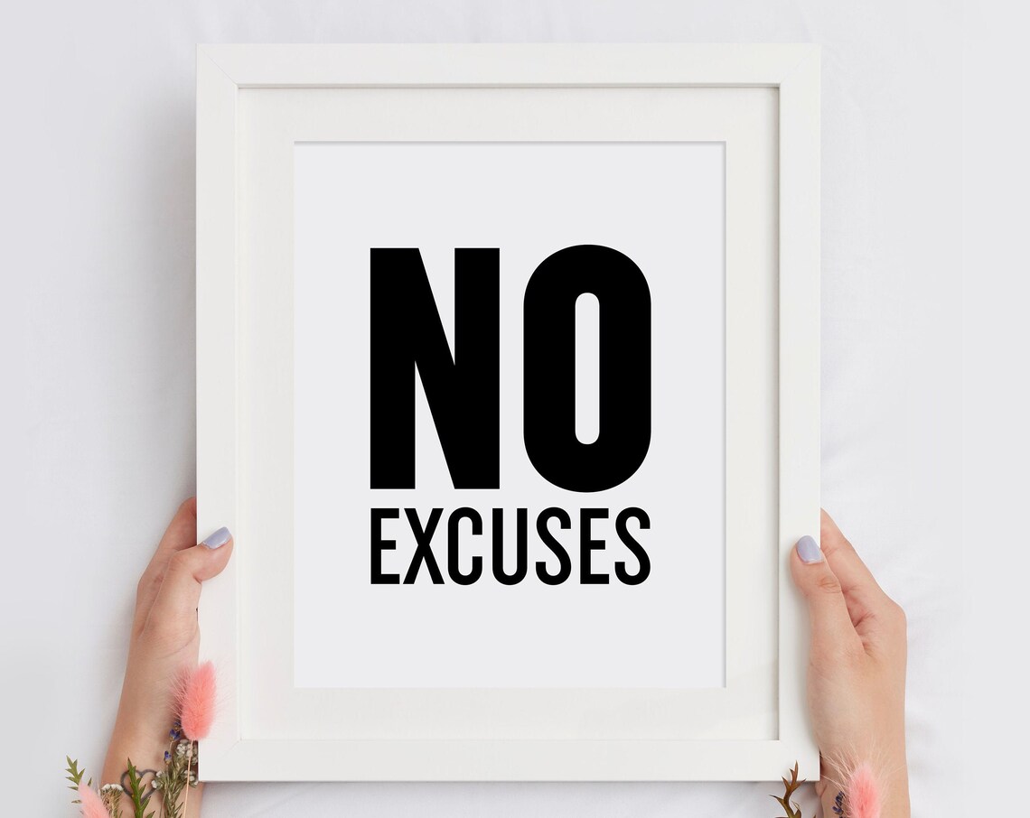 No Excuses Bold Minimalist Gym Office Motivational Mantra Poster