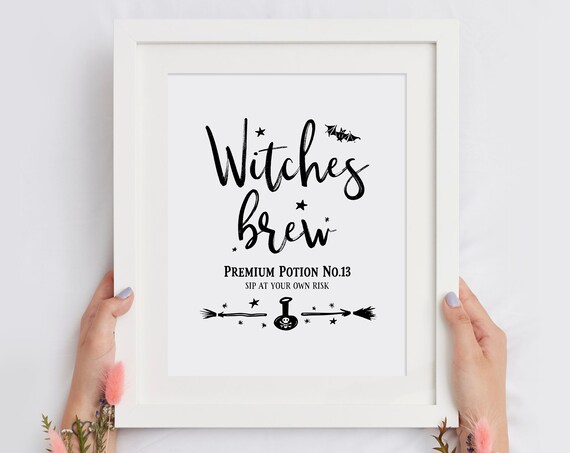 Witches Brew Premium Potion No 13 Halloween Quote Poster Kitchen