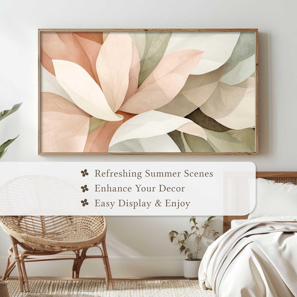 Peach Cream Abstract Petals Soft Botanical Watercolor Art Print - Image 4