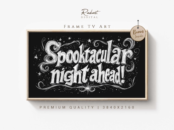 Spooktacular Night Ahead Chalkboard Halloween Typography Art Poster