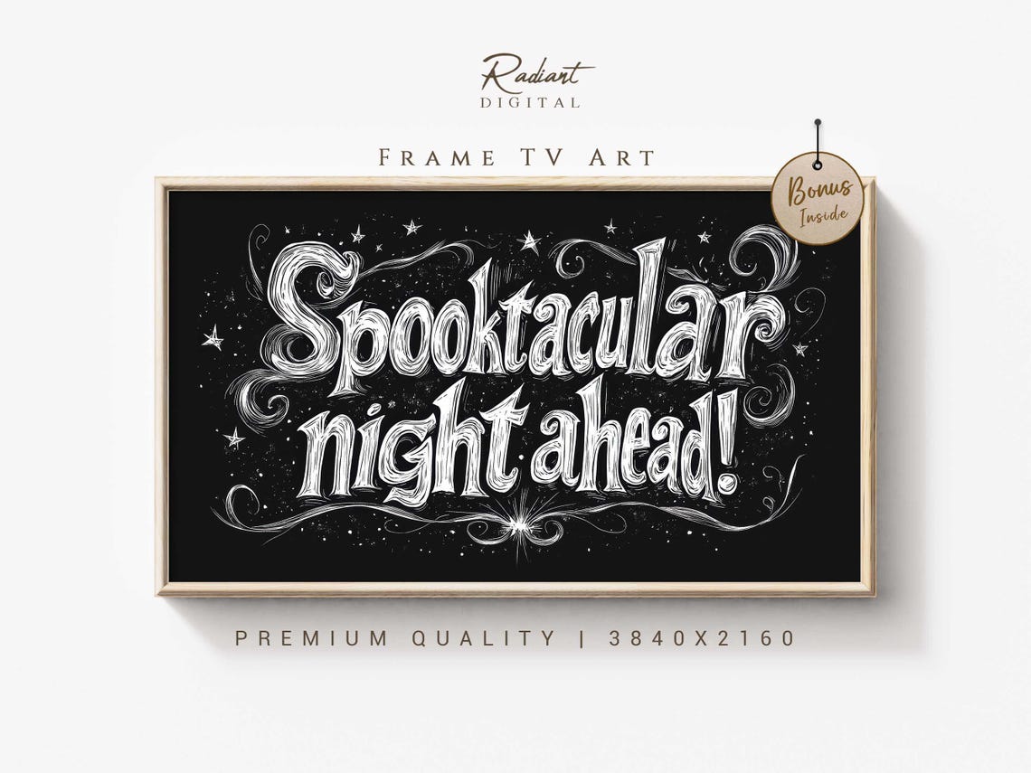 Spooktacular Night Ahead Chalkboard Halloween Typography Art Poster