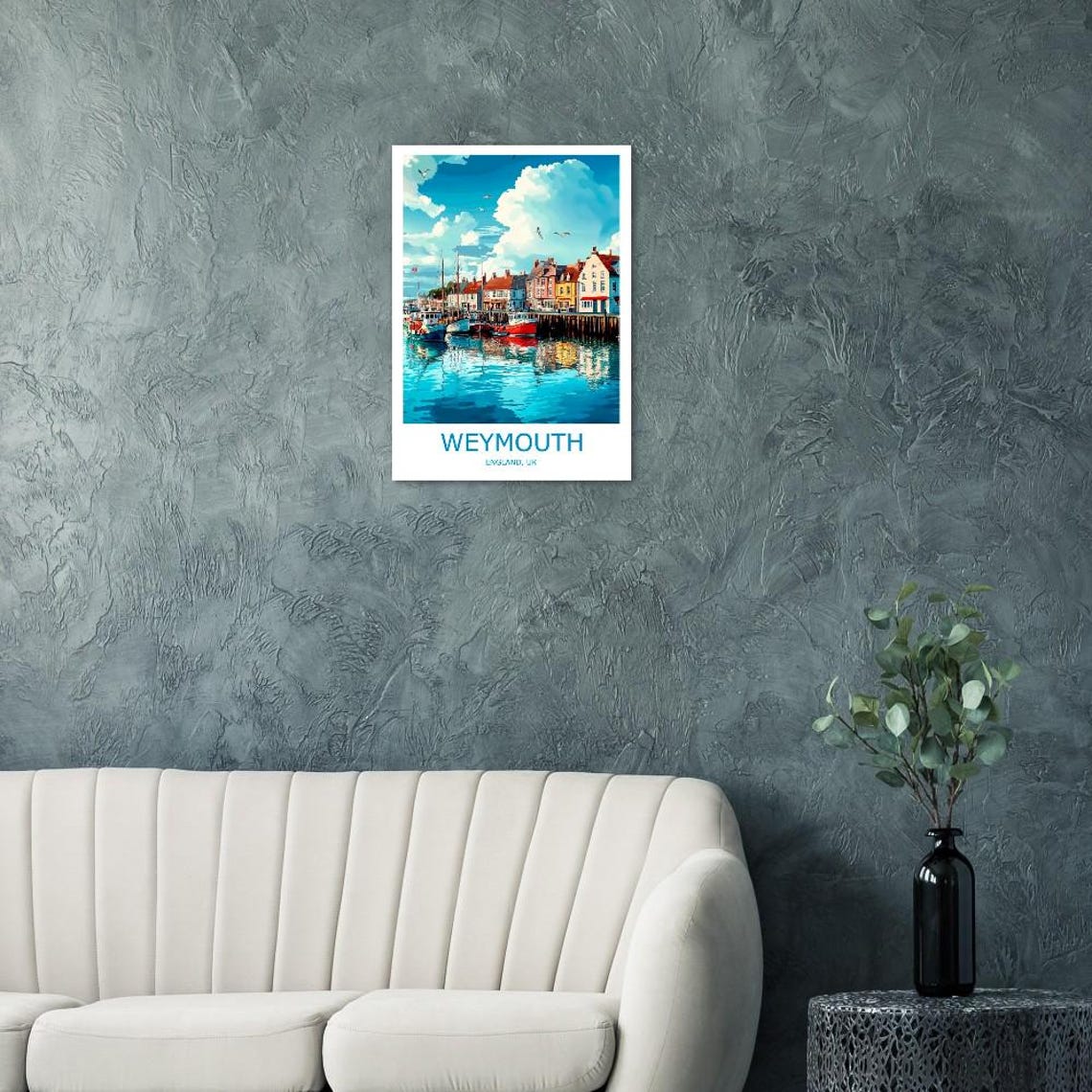 Weymouth England Harbor Boats Colorful Waterfront Travel Poster - Image 3