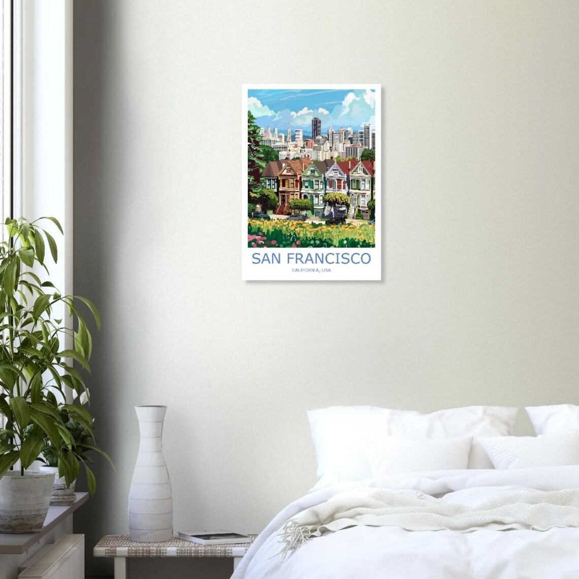 San Francisco California Painted Ladies Row Houses Travel Poster - Image 2