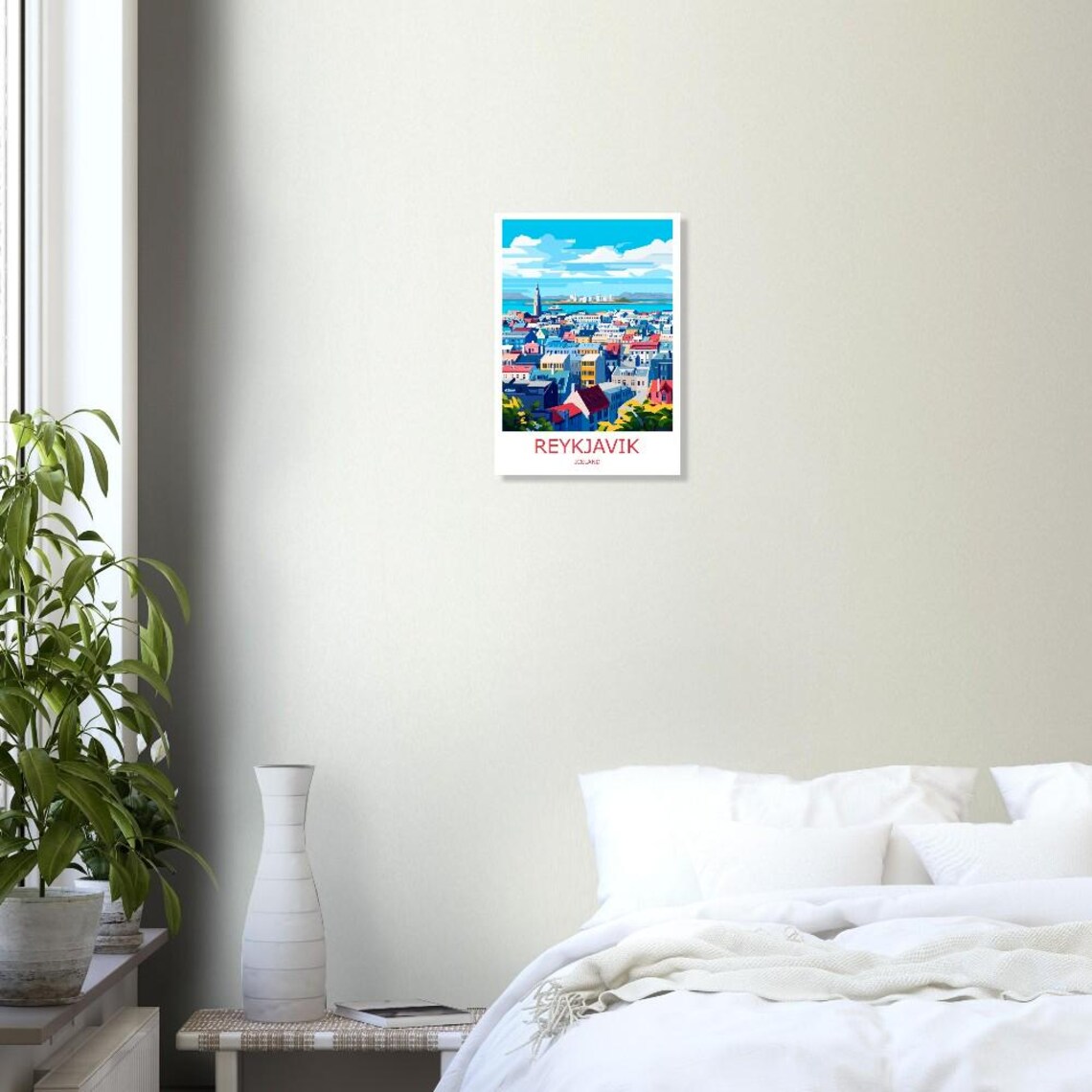 Reykjavik Iceland Colorful Harbor City Skyline Travel Poster - Image 2