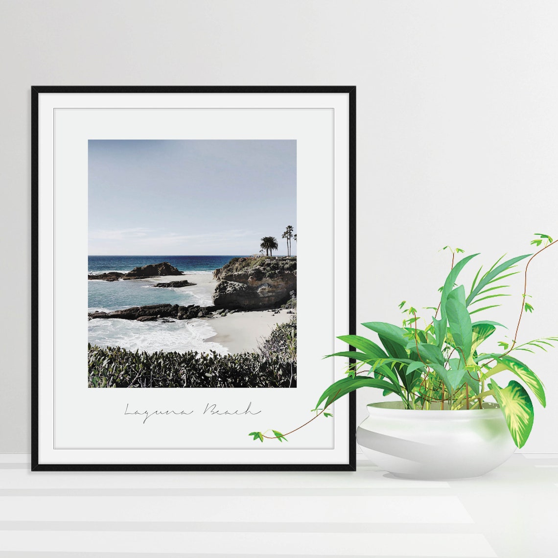 Laguna Beach California Coastline Photography Print with Script - Image 2