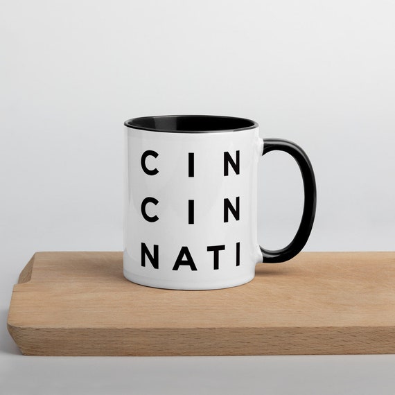 Minimalist Cincinnati Mug Black And White Ceramic Coffee Cup Cincinnati Gifts Ohio Gifts