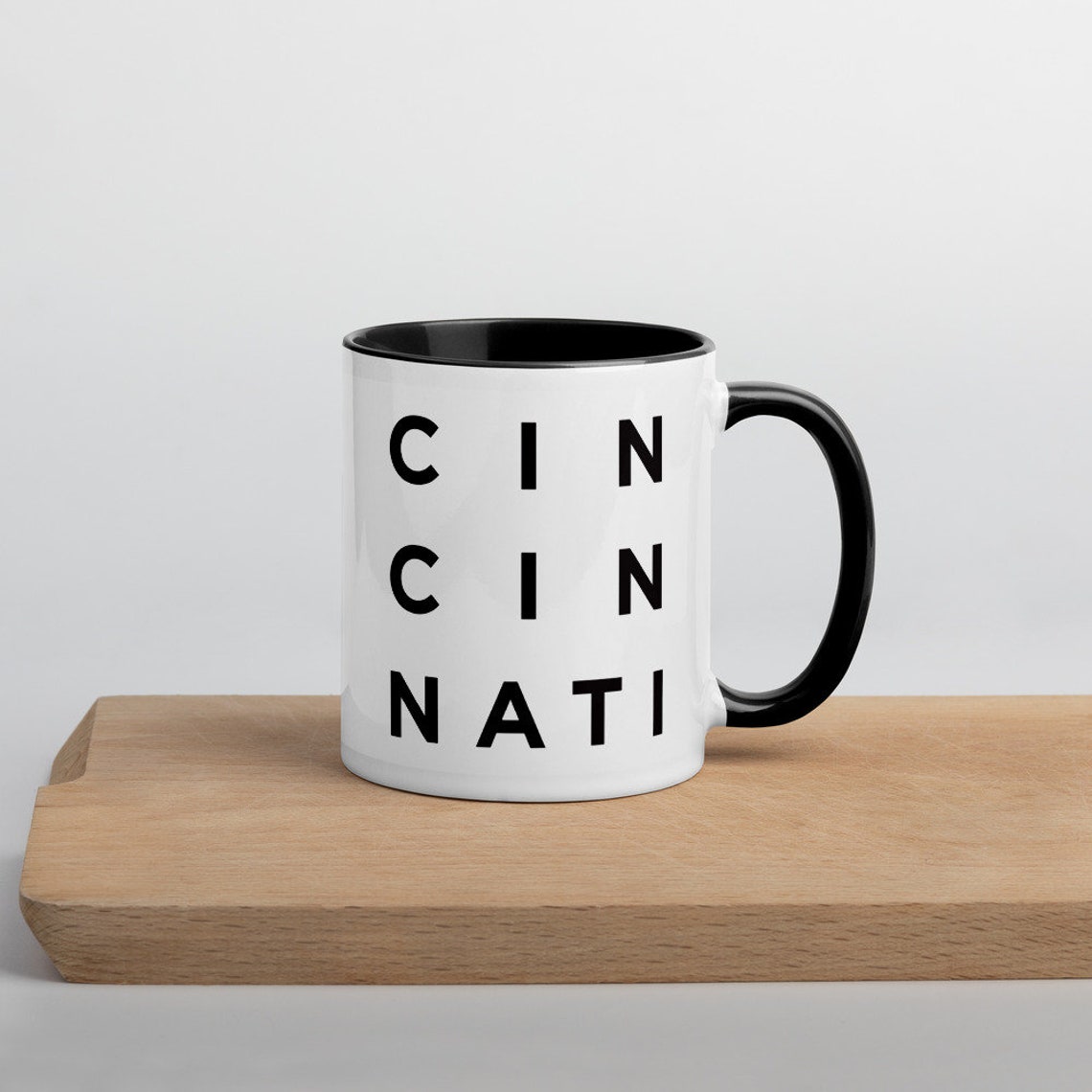Cincinnati Minimalist Black White Ceramic Coffee Mug City Gift Print