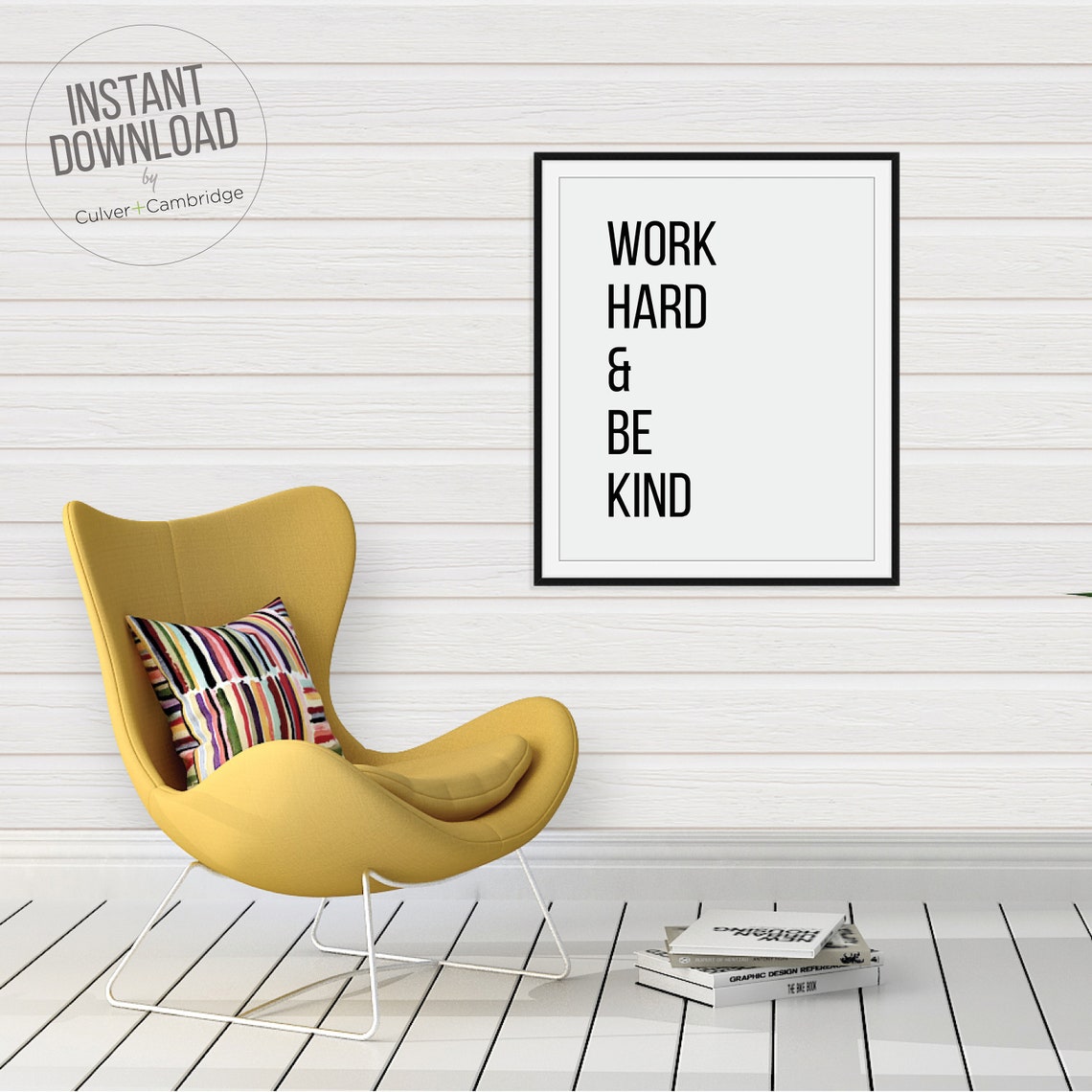 Work Hard and Be Kind Motivational Quote Poster for Office Decor - Image 2