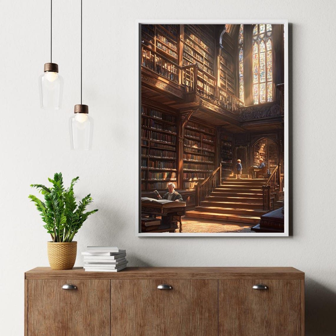Vintage Library Wall Art Gothic Architecture Print Classic Reading Room Wall Decor - Image 3