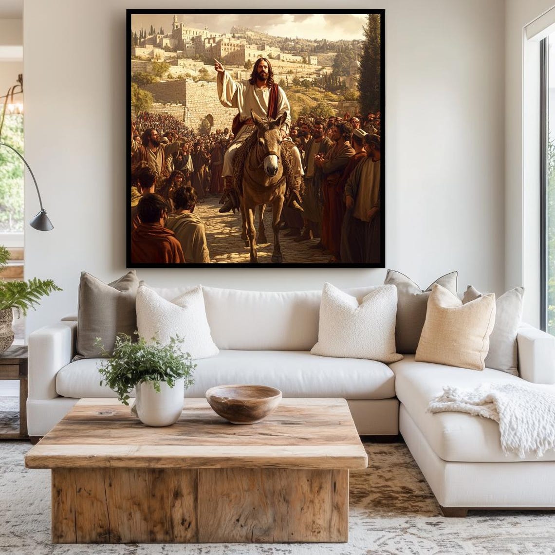 Jesus Triumphal Entry into Ancient Jerusalem on a Donkey Art Poster - Image 3