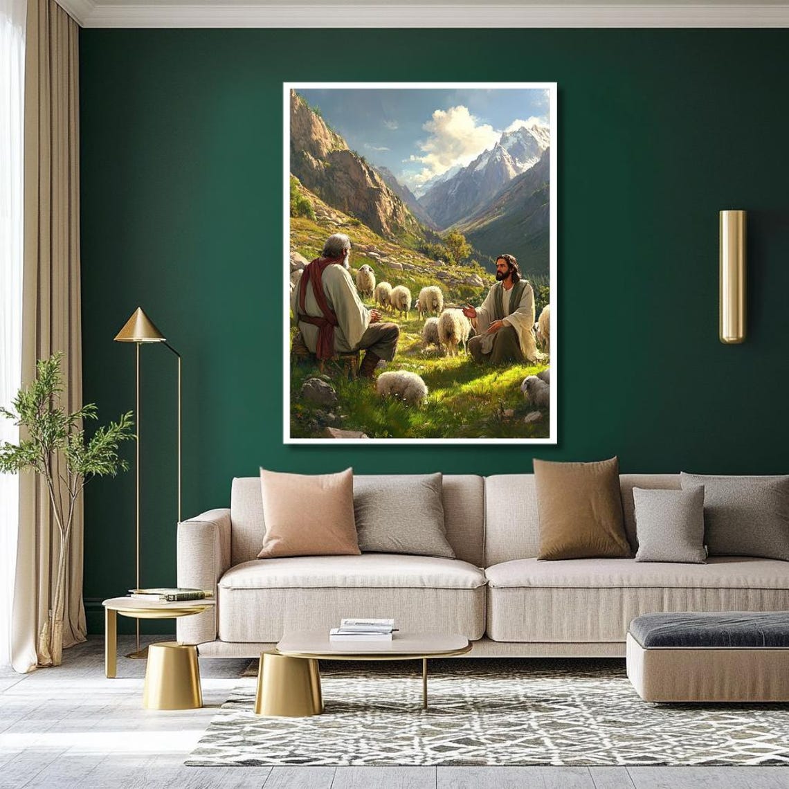 Mountain Shepherd Wall Art Peaceful Valley Print Religious Scripture Wall Decor Inspirational Christian Art - Image 3