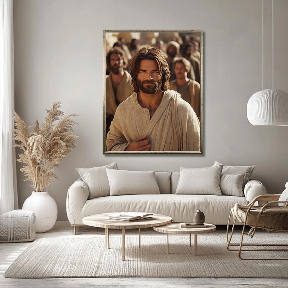 Jesus Portrait Poster: Compassionate Christ With Disciples Behind Him