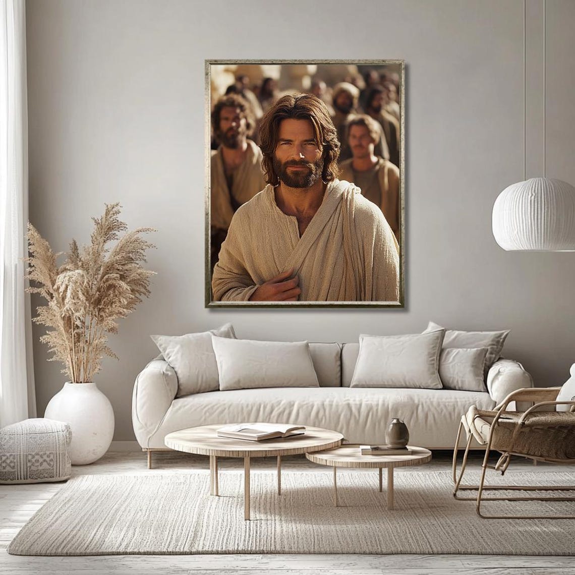 Jesus Portrait Poster: Compassionate Christ With Disciples Behind Him