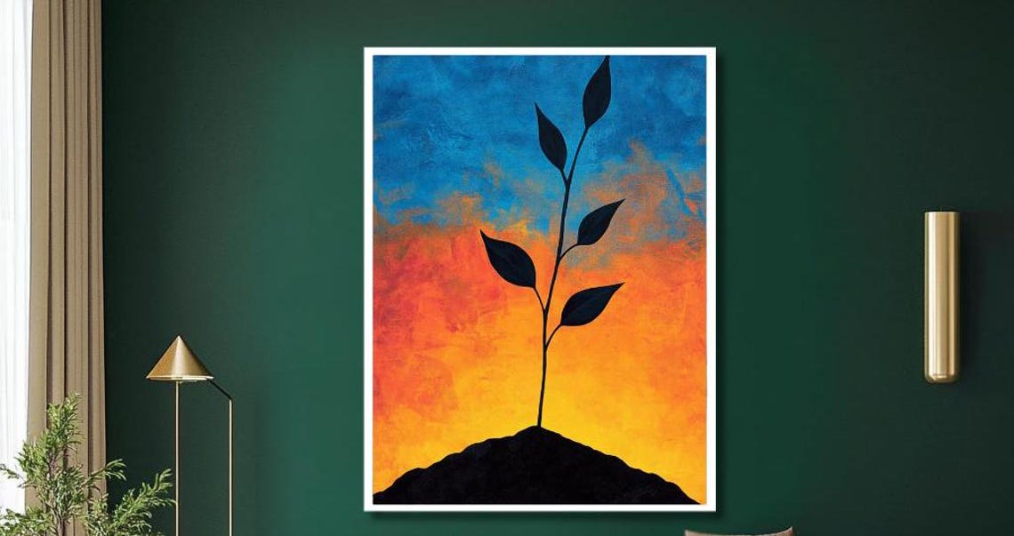 Enchanted Tree Under Moonlight Mystical Landscape Wall Art Nature Inspired Fantasy Decor