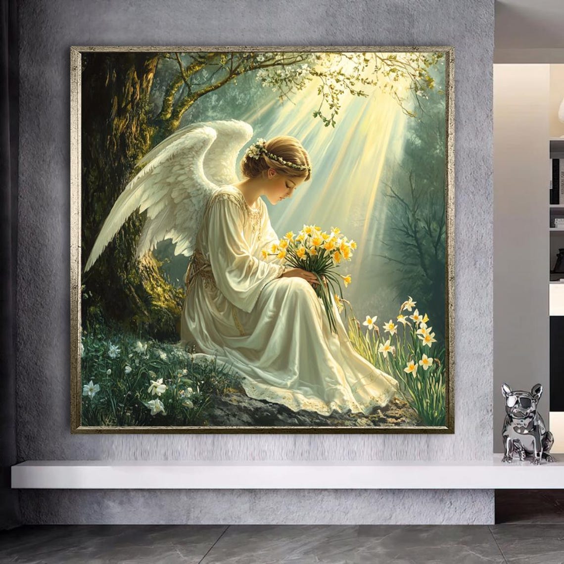 Angel Garden Wall Art Heavenly Daffodil Print Celestial Spring Wall Decor - Image 3