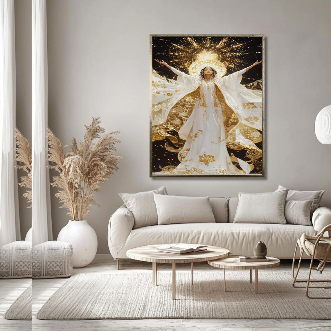 Angelic Woman In Flowing White And Gold Ethereal Divine Poster - Image 3