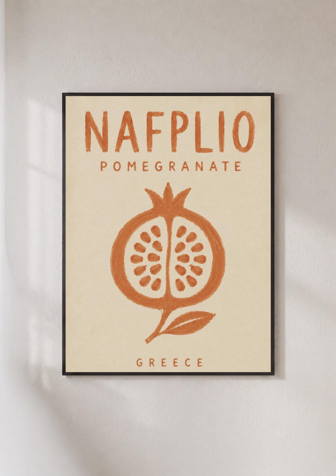 Nafplio Greece Pomegranate Terracotta Retro Fruit Travel Poster