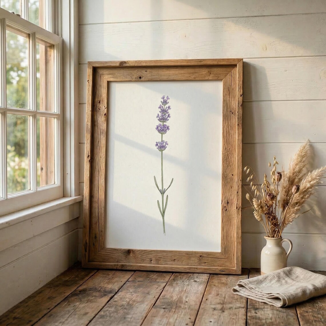 Minimalist Lavender Botanical Illustration Single Stem Cottage Garden Poster