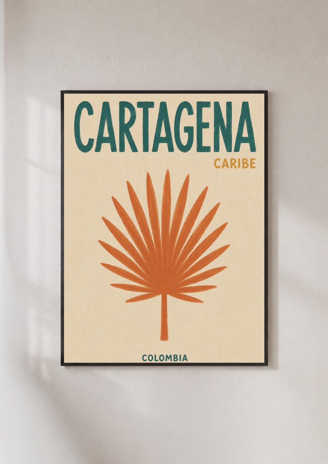 Tropical Cartagena Caribe Colombia Orange Palm Travel Art Poster