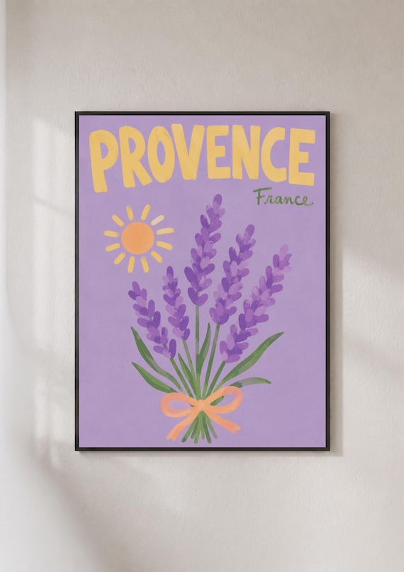 Provence France Lavender Bouquet Sun Retro Purple Floral Travel Poster