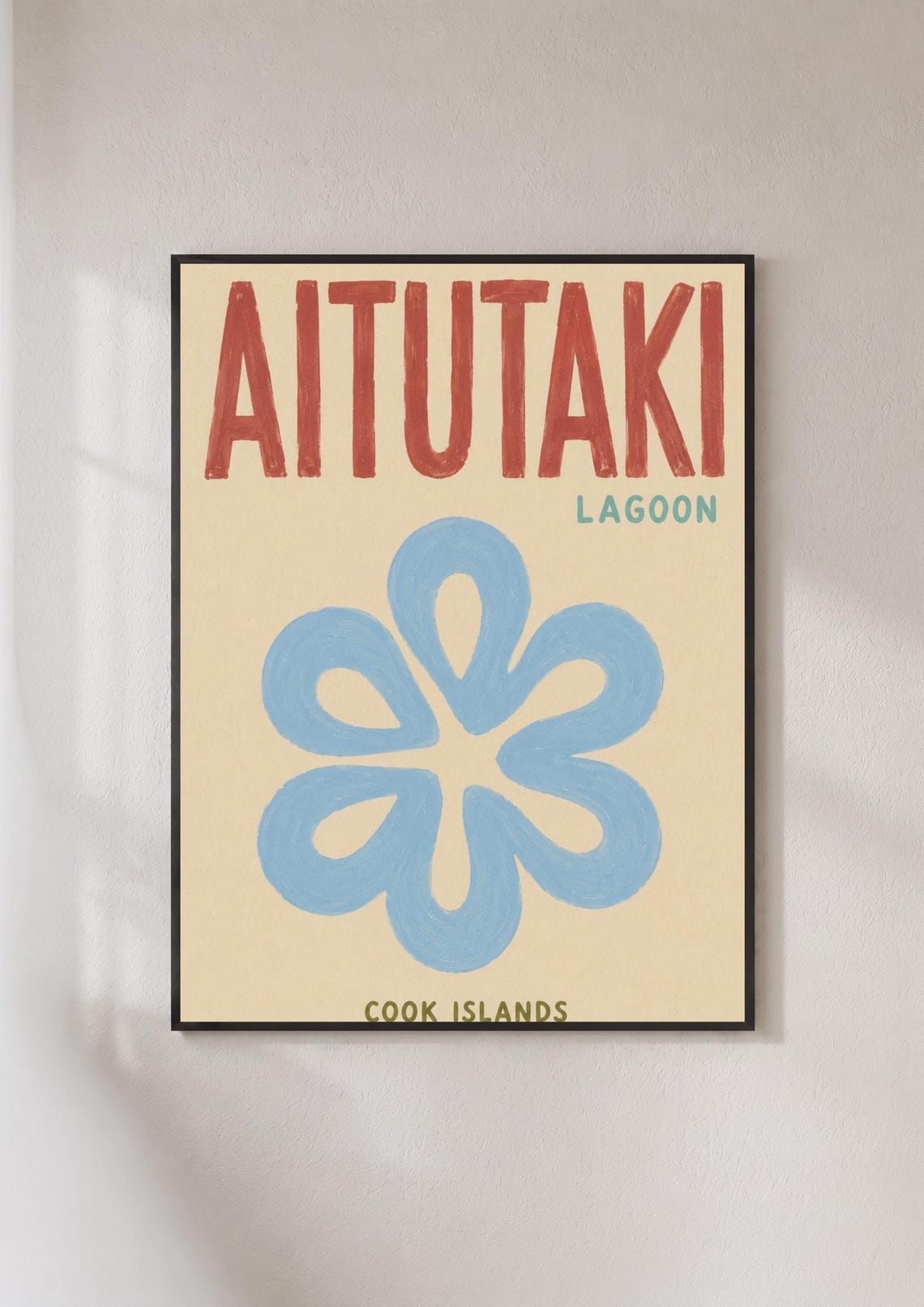 Aitutaki Lagoon Cook Islands Retro Pacific Island Travel Poster