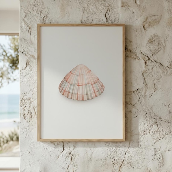 Minimalist Clam Shell Cream Beach Coastal Decor Piece Wall Art