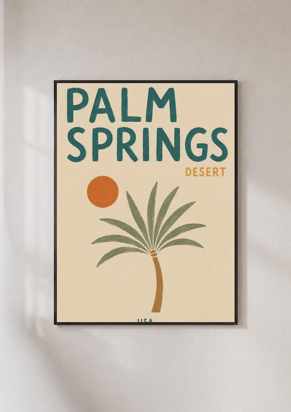 Palm Springs Desert Palm Tree Sun Retro California Travel Poster