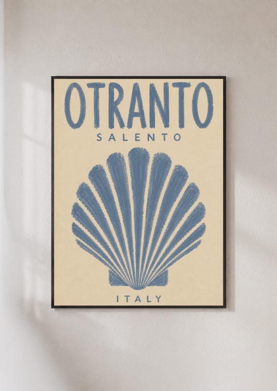 Otranto Salento Italy Poster Vintage Scallop Shell Wall Art Italian Beach Print