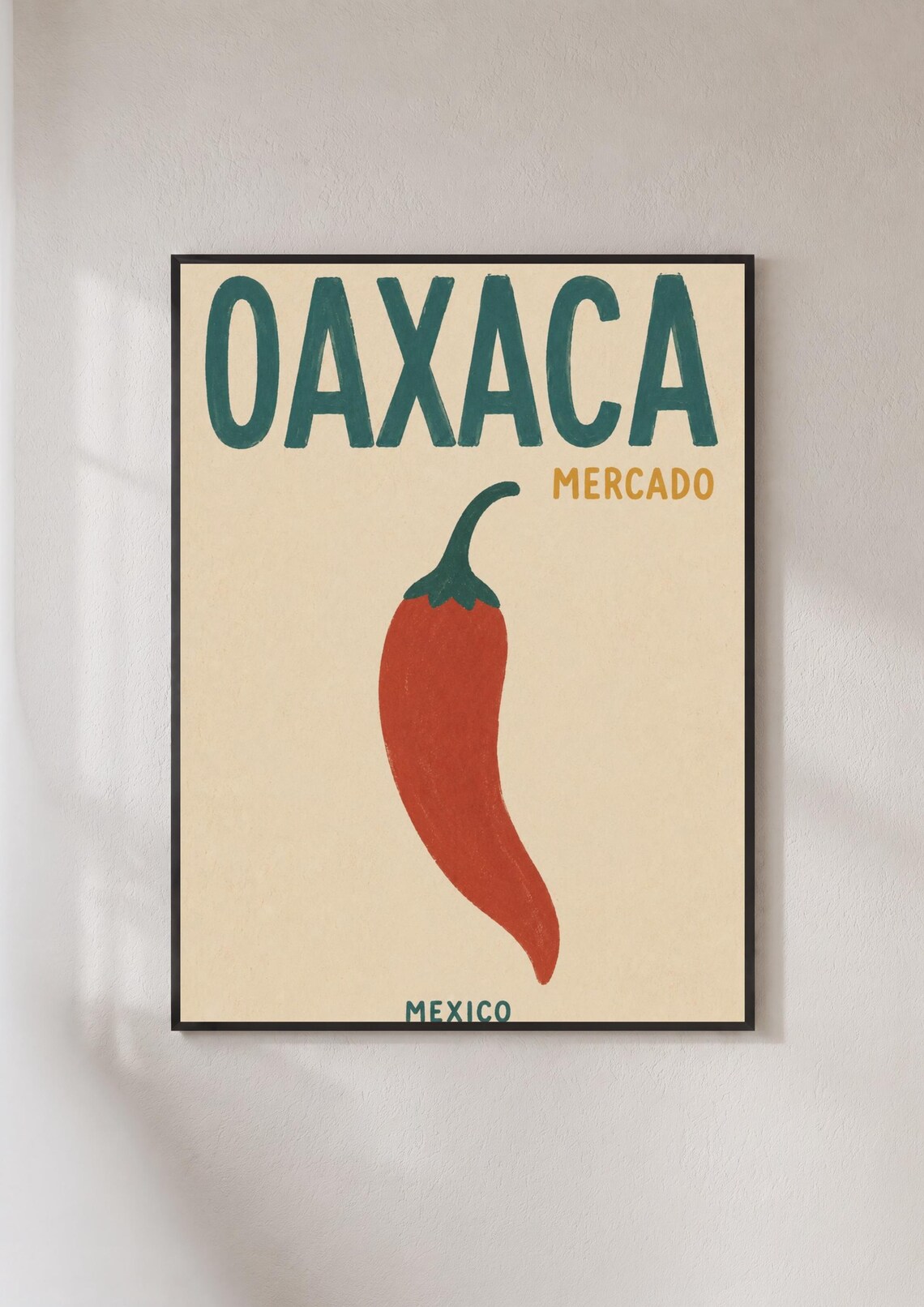 Oaxaca Mexico Retro Travel Poster, Mercado Chilli