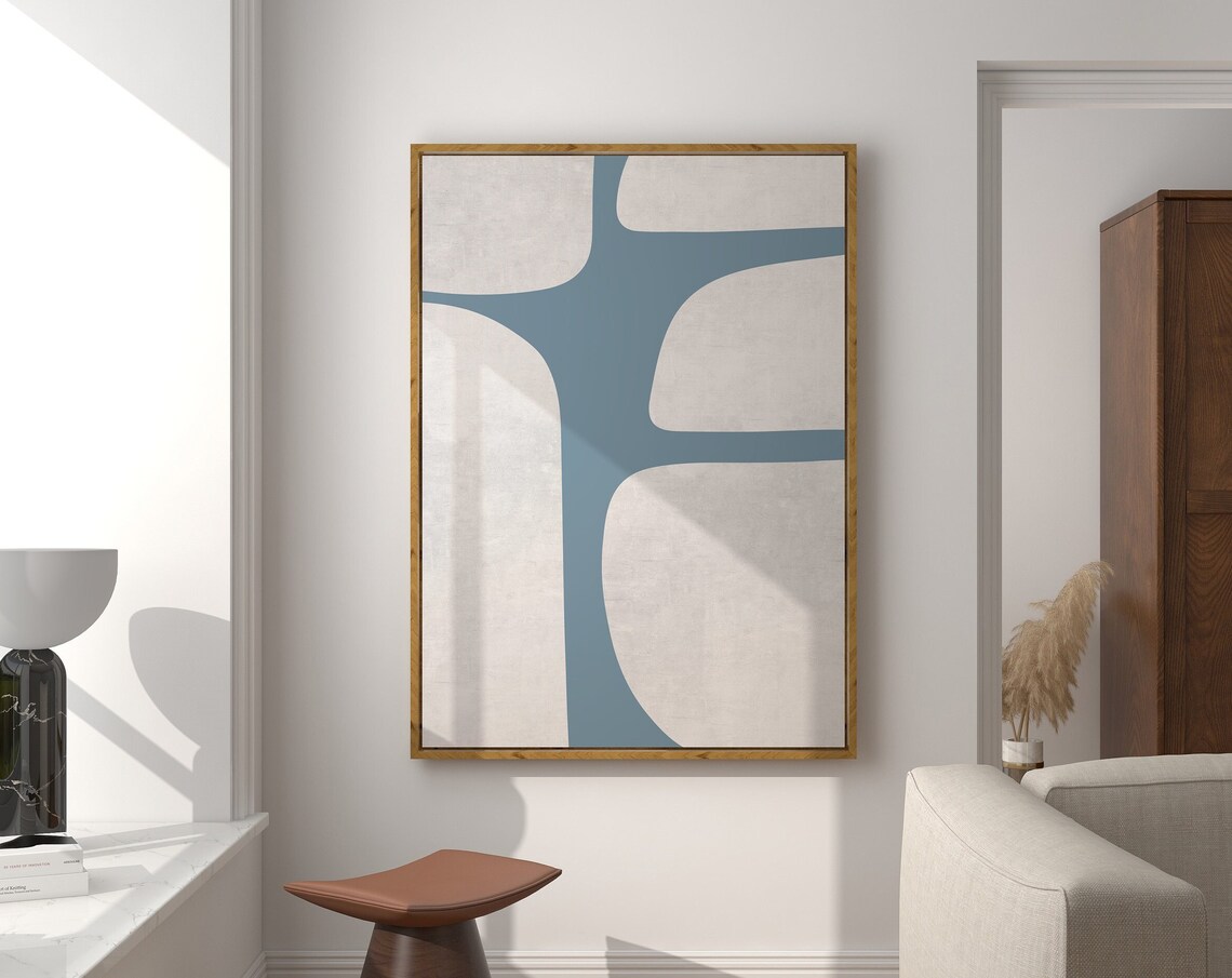 Modern Bracing Blue Light Beige Mid-Century Poster