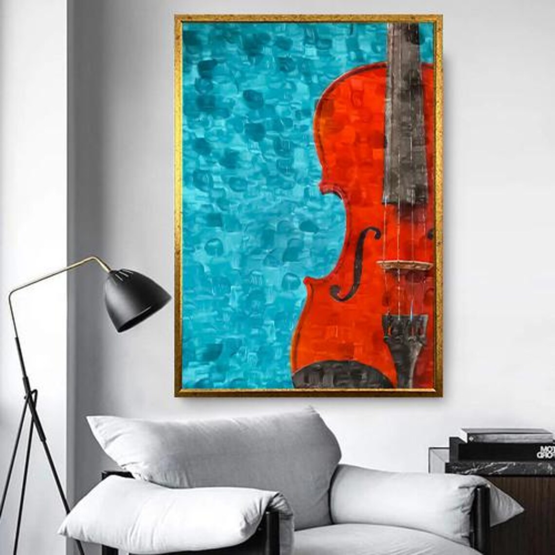 Red With Guitar Music Poster, Wall Decor - Image 4