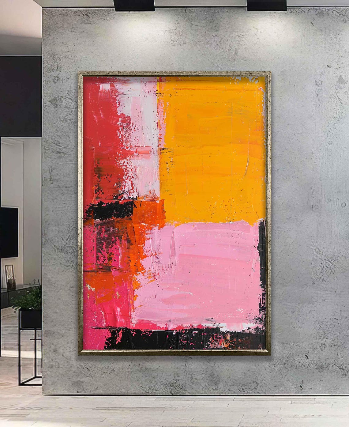 Abstract Colorful Painting Print Vibrant Pink Multicolor Geometric Art Art Vivid Colors Wall Art Extra Large Abstract Art - Image 5