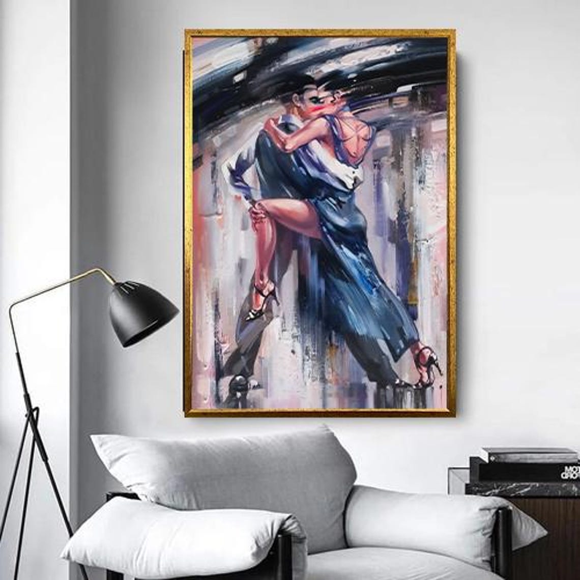 Passionate Tango Dancers Dramatic Lift Blue Dress Dance Poster - Image 5