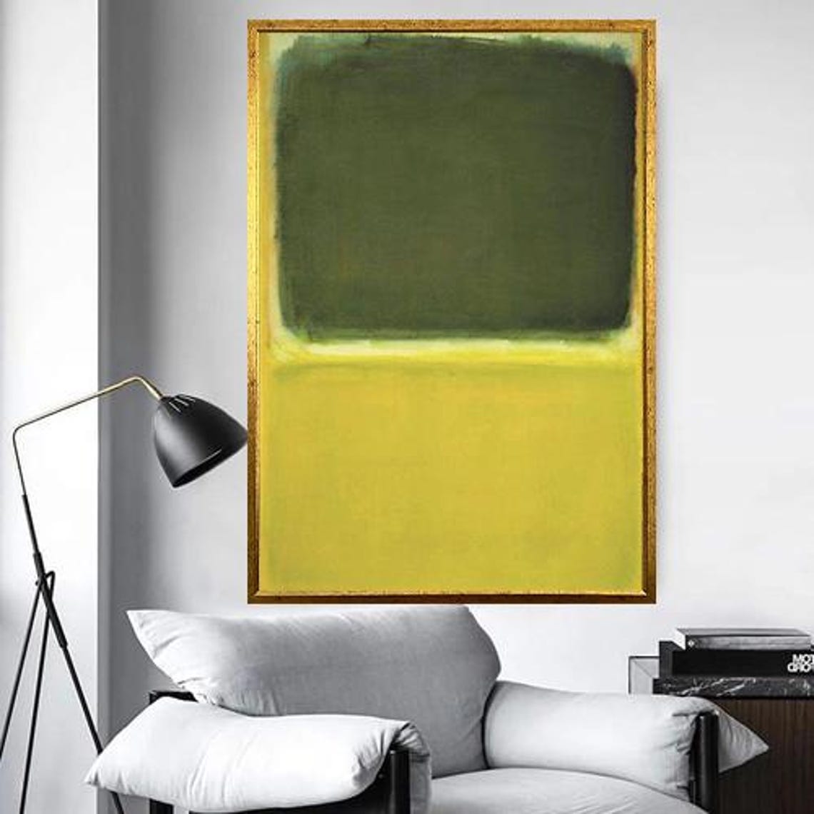 Olive Green And Golden Yellow Modern Color Field Abstract Wall Art - Image 5