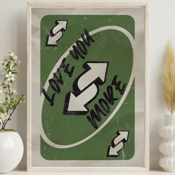 Love You More Playing Card Poster, Retro Green