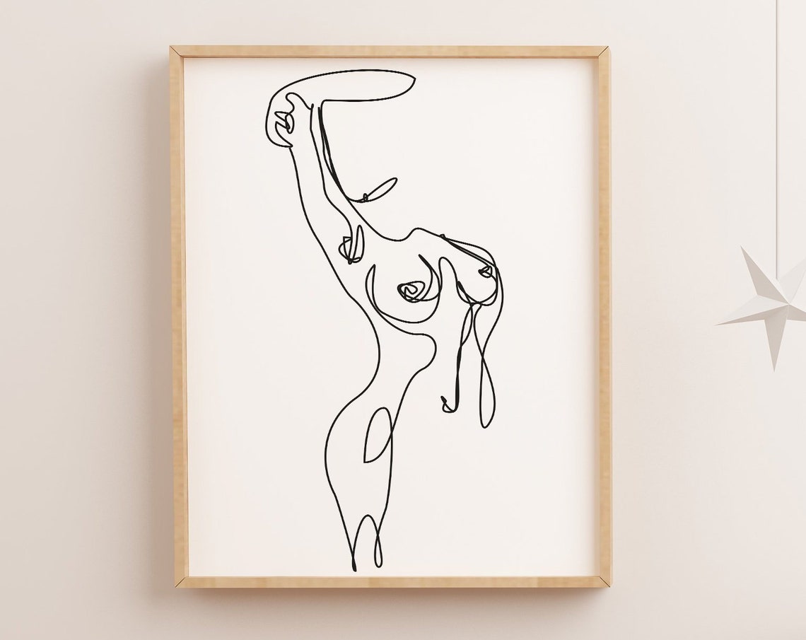 Abstract Figure Of Woman One Line Nude Woman Line Body Illustration Erotic Female Minimalist Sexy Poster Chaotic Line Poster - Image 4